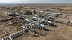 aerial view of oil and gas facility in desert
