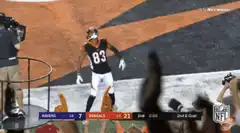 Bengals player celebrates on sideline