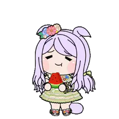 chibi girl eating watermelon