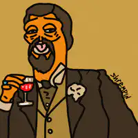Smug man with wine