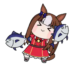 Chibi horse girl holding fish