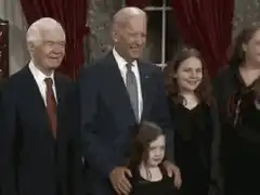 Joe Biden touches girl's face