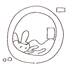 sleeping bunny in thought bubble