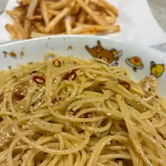 spicy sesame noodles with french fries