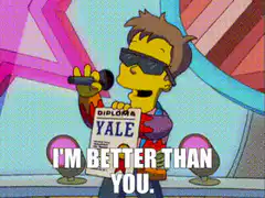 Milhouse rapping with Yale diploma