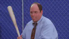 George Costanza swings baseball bat