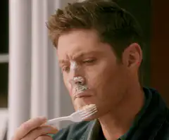 Dean Winchester eating messily