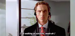 Christian Bale singing I'm walking on sunshine