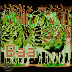 Green sheep with circuit board background