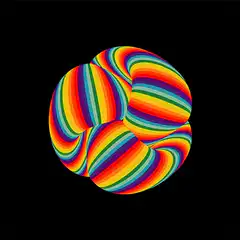 Rainbow striped abstract shape