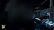 First person view of a futuristic spaceship corridor