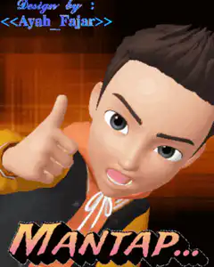 3D boy giving thumbs up and saying mantap