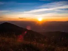 Sunrise over mountain ridges