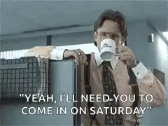 Gary from Office Space drinking coffee