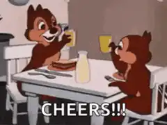 Chip and Dale cheers with juice