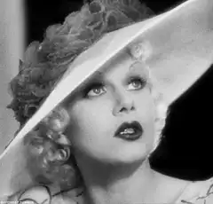 Jean Harlow looking up in awe