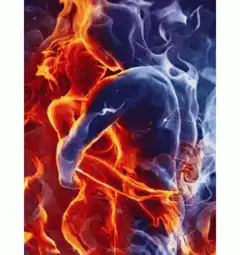 blue and red smoke swirl