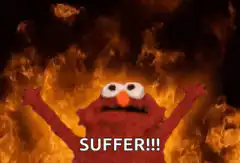 Elmo surrounded by fire