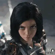 Alita Battle Angel intense stare