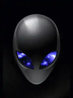 Alien head with glowing eyes