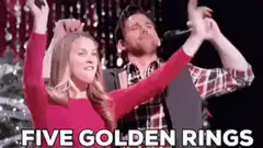 Two people singing Five Golden Rings
