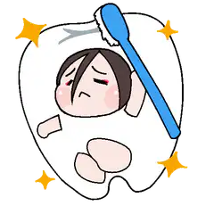 chibi girl brushing tooth