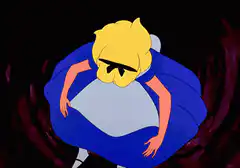 Alice and Sonic falling down a dark hole
