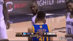 LeBron James Smirking at Stephen Curry