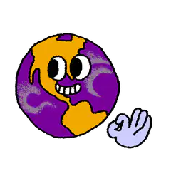 Earth character waving