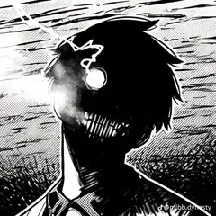 Anime character with glowing eye and smoke