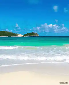Tropical beach with turquoise waves
