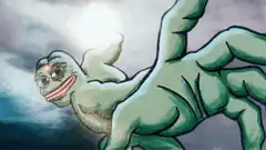 Pepe falling into letter O