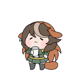 Chibi girl drinking from a mug