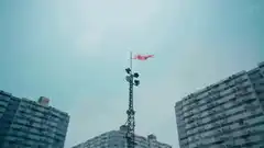 Japanese flag waving on tower