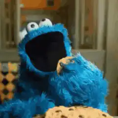Cookie Monster eating a cookie