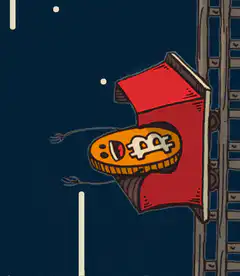 Bitcoin falling from a red box