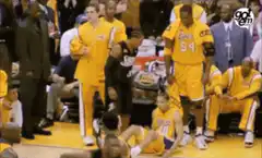 Lakers player gets up from floor
