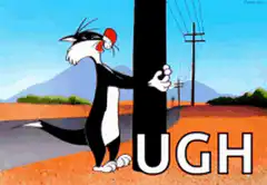 Sylvester hugging a pole UGH