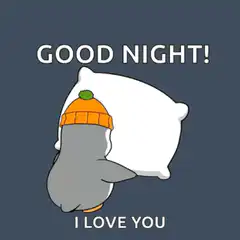 Cute penguin hugging pillow good night