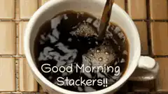 Good Morning Stickers Coffee Pour