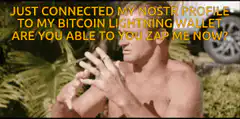 shirtless man zaps nostr bitcoin lightning wallet
