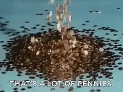 Pile of pennies with text