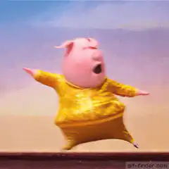 piggy dancing in gold suit