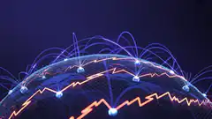 Glowing globe with stock market lines