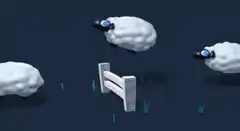 3d sheep jumping over fence