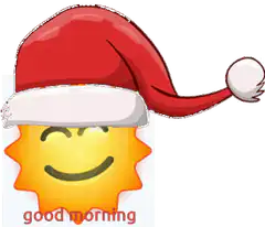 Smiling sun wearing santa hat