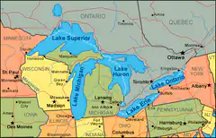 Map of the Great Lakes region
