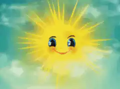 Happy cartoon sun smiling