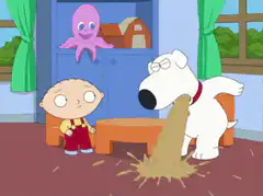 Brian vomits on the floor