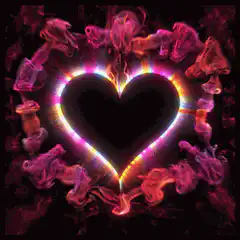 Glowing heart with colorful smoke